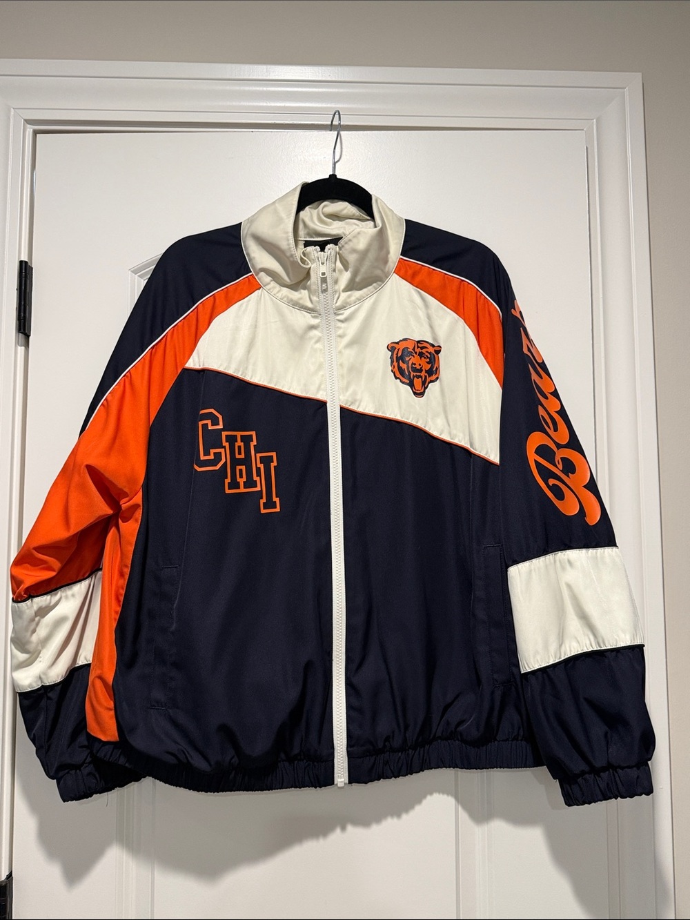 The Wild Collective | (L) Chicago Bears Navy, Orange & Cream Team Track Jacket
